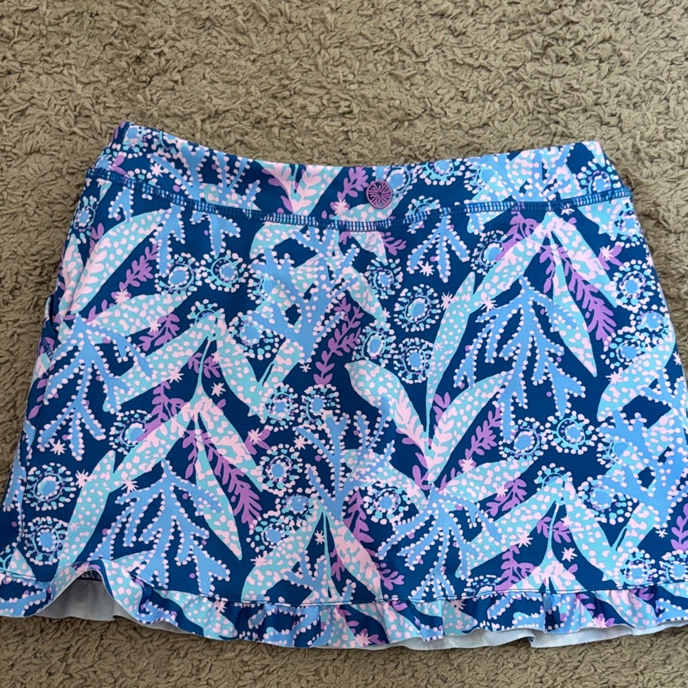 Lilly Pulitzer Blue and Pink Floral Girls Skort - Picture 3 of 4